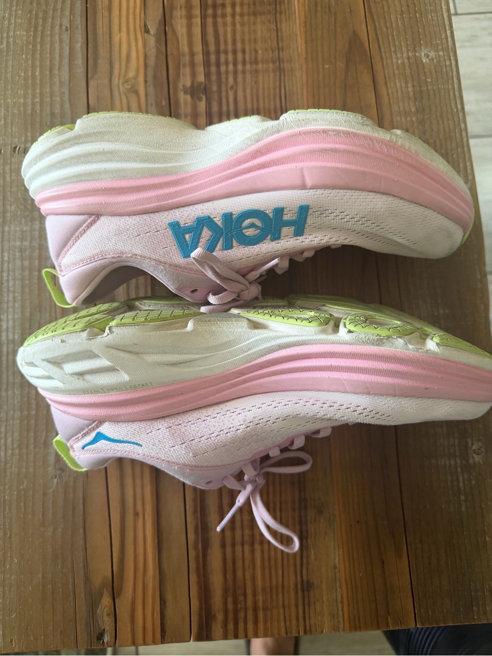 Hoka Women's Pink Athletic Running Shoe with Blue Logo - Picture 5 of 7